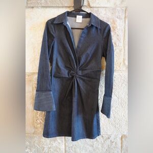 Cinq à Sept Dark Blue Dress with Knot Detail